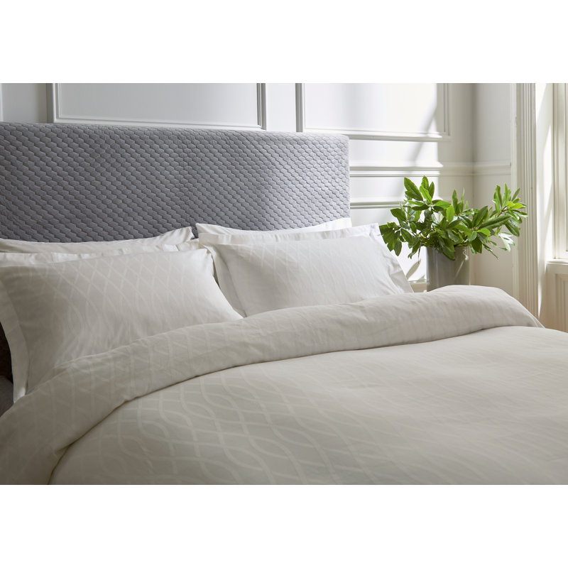 Ravello Cotton Duvet Cover Set, Cream, King Size Duvet Cover + 2 Pillowcases