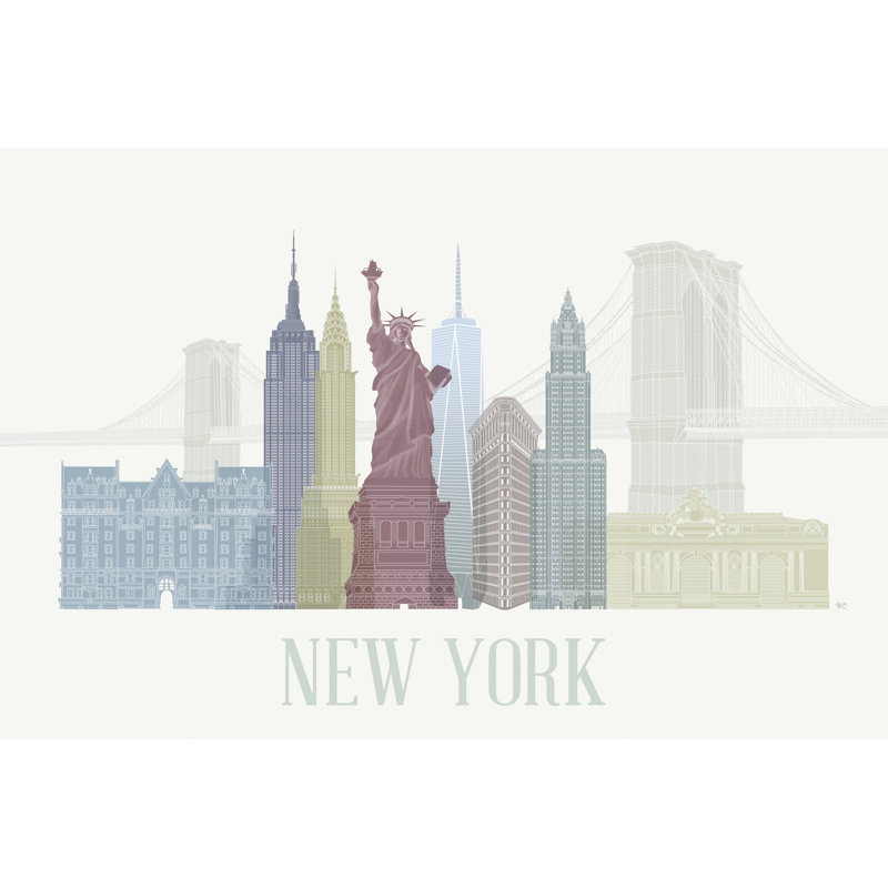New York Skyline by Fab Funky - Wrapped Canvas Art Print, 30cm H x 46cm W