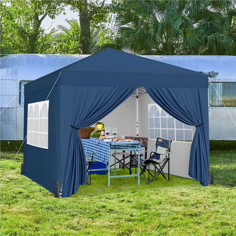 3m x 3m Iron Pop-Up Gazebo, Dark Grey, 263.5cm H x 200cm W x 200cm D