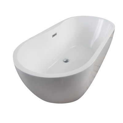 Pilar 65'' x 29.5'' Freestanding Soaking Acrylic Bathtub