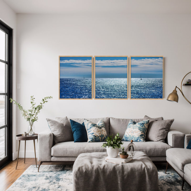 Océan par Christopher Doherty - ensemble de 3 reproductions de photos sur toile, Art mural naturel encadré texturé