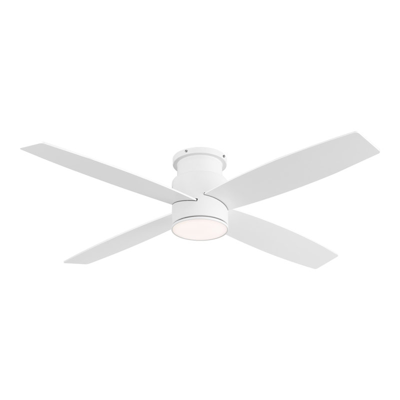Bonnitta 52'' Ceiling Fan with LED Lights, White with Oak Blades