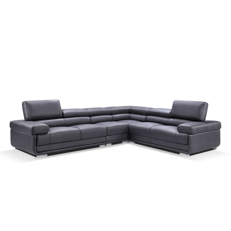 Canapé modulaire Monroe, Cuir véritable noir