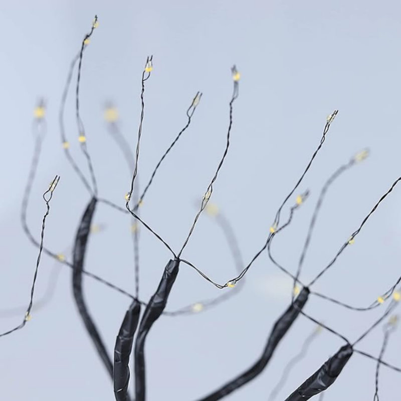 108 lumières artificielles à DEL pour table de bureau Arbre artificiel pour bureau à domicile Branches décoratives pour fête d'Halloween Bonsai à pile avec minuterie (blanc froid)