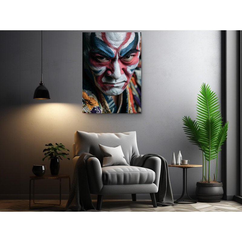 Portrait de l'acteur kabaki, art dramatique japonais, impression de maquillage intense, décoration murale traditionnelle pour la maison