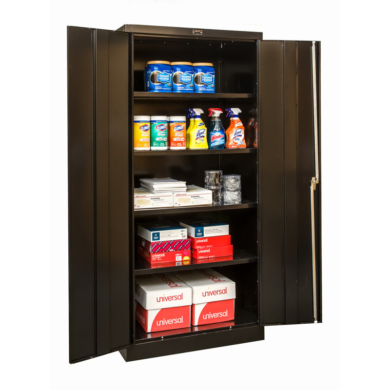 800 Series 48'' Wide 1 - Shelf Storage Cabinet, Black, 48"W x 24"D x 78"H