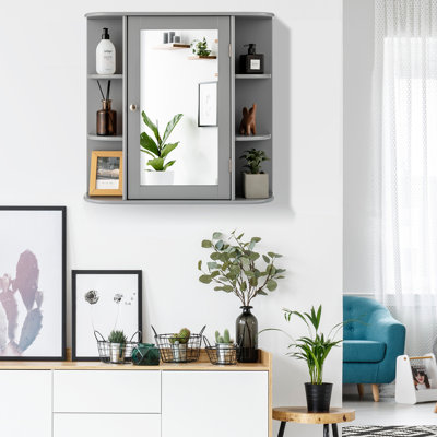 Amoriel 650mm W 640mm H Surface Framed Medicine Cabinet Mirror Fixed