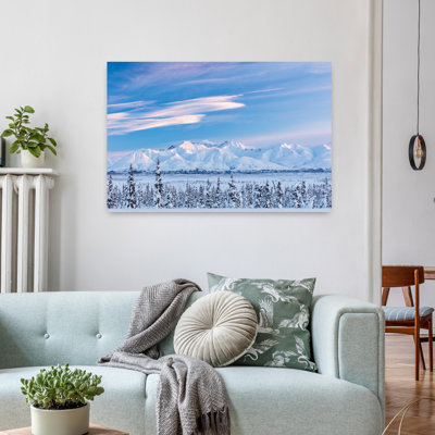 Vue des montagnes de Chugach, Alaska, paysage contemporain abstrait, art mural