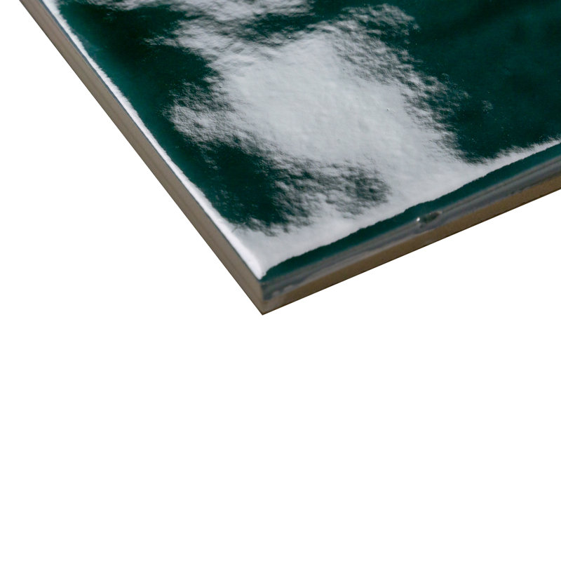 Magma 5" x 5" Zellige Italian Porcelain Subway Tile, Verdone Dark Green