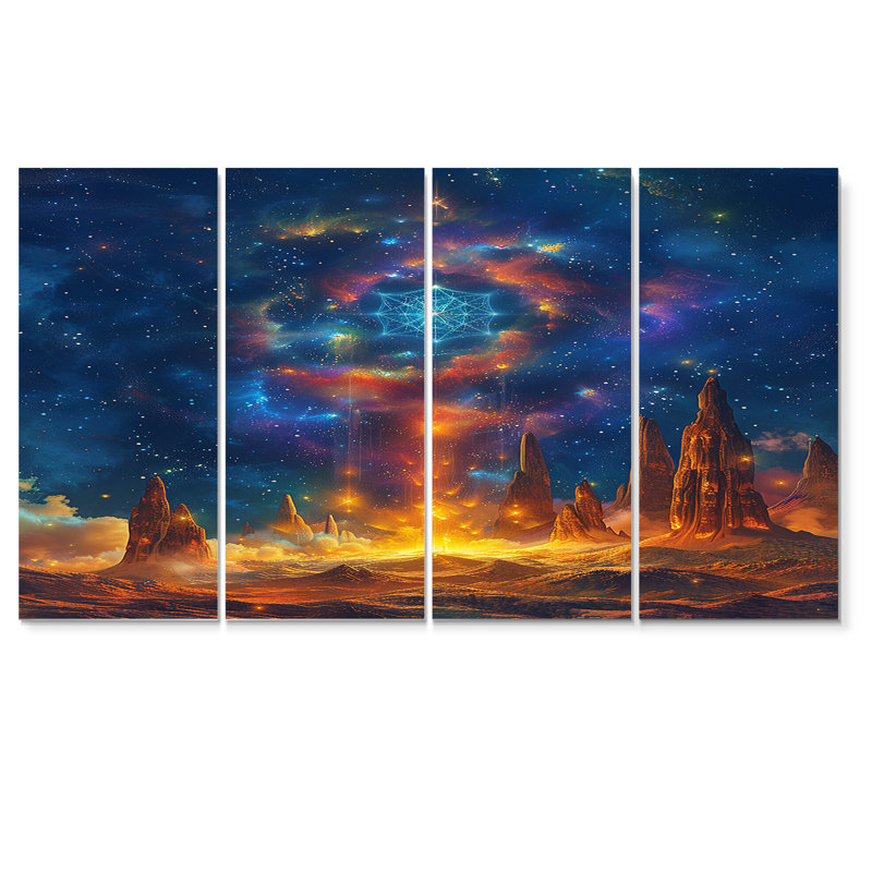 Ensemble de 4 décorations murales Magic Crystal dans le ciel - Paysages spatiaux, H 28 po x l 48 po