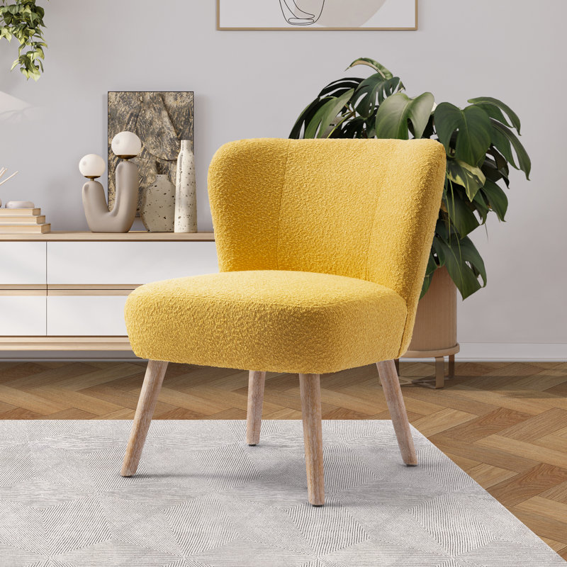 Upholstered Side Chair, Mustard Polyester Blend