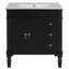 Meuble-lavabo noir 30 po avec lavabo, tablette réglable en forme de U, portes à fermeture en douceur et 3 tiroirs, structure en bois massif, armoire moderne - Certifié EPA-1848772233