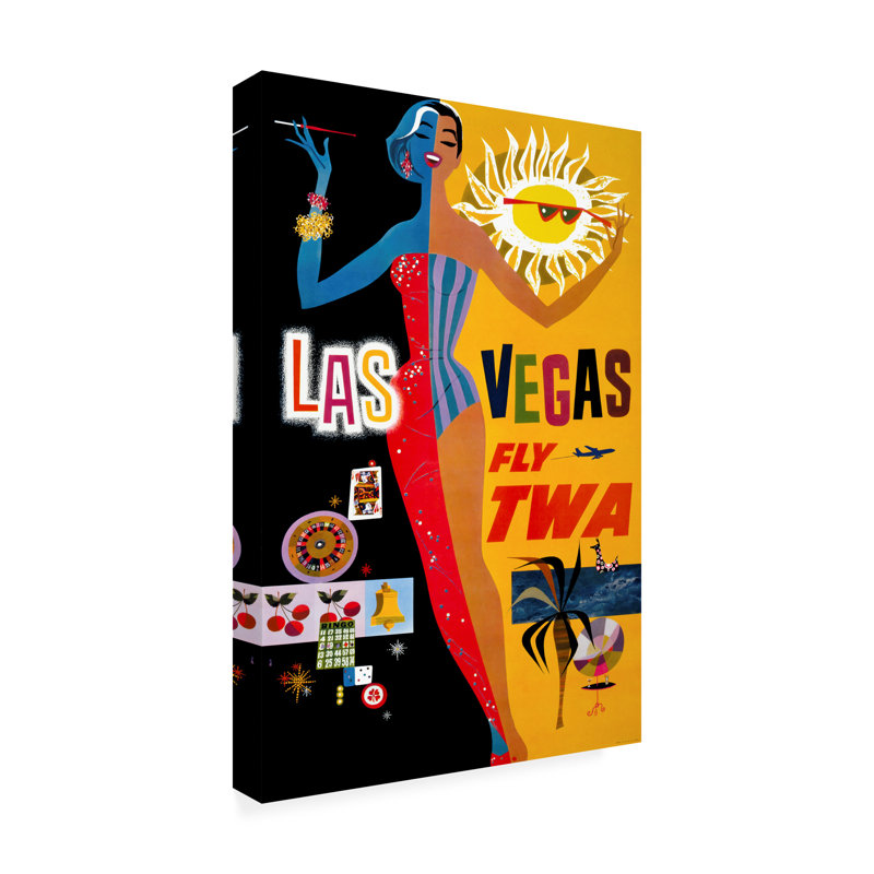 Reproduction d'art sur toile «Las Vegas Fly TWA», H 19 po x l 12 po x P 2 po