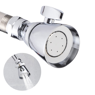 Shower Head Adjustable Spray Settings Chrome Plated Metal Fixed Showerhead, 2.2" Face