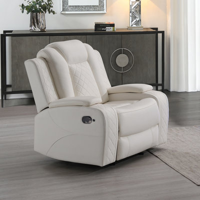 Hilyard Faux Leather Glider Recliner, White by Ivy Bronx