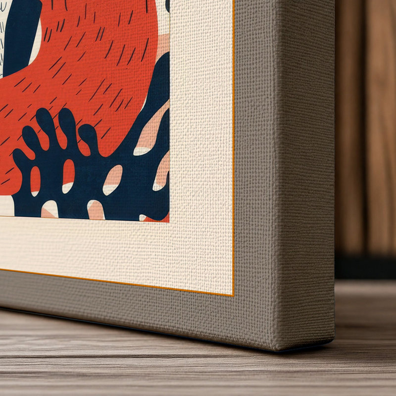 Fox in Foliage Boho 1 Piece Wrapped Canvas Wall Art, 36x24 - 91.4 x 61.0 cm, Taupe Border