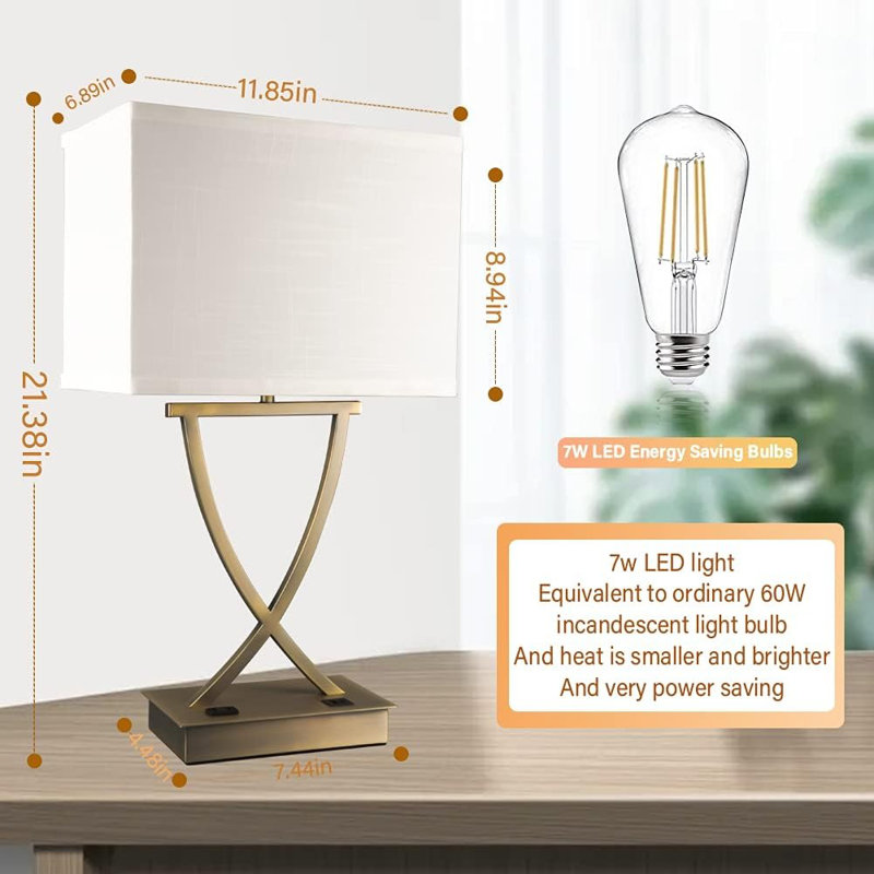 21.38" Electroplated Bronze Dimmable Touch Control Table Lamp 
