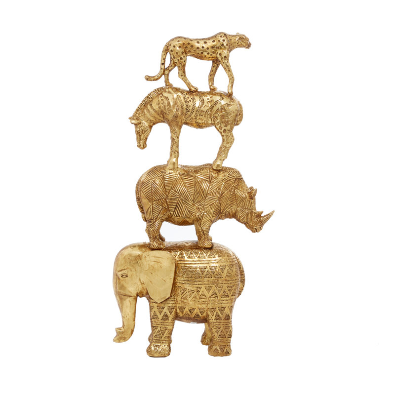 Kelecik Animals Figurines & Sculptures, Gold, 15.3" H x 10" W x 4.35" D