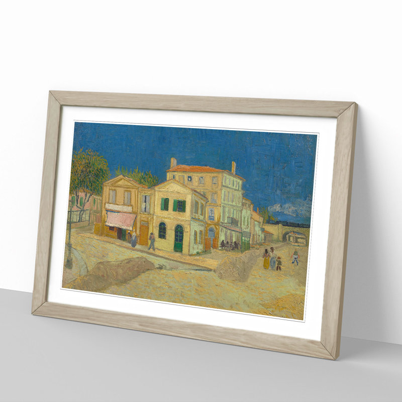 The Yellow House by Vincent Van Gogh - Picture Frame Painting, 48cm H x 65cm W x 2cm D, Oak