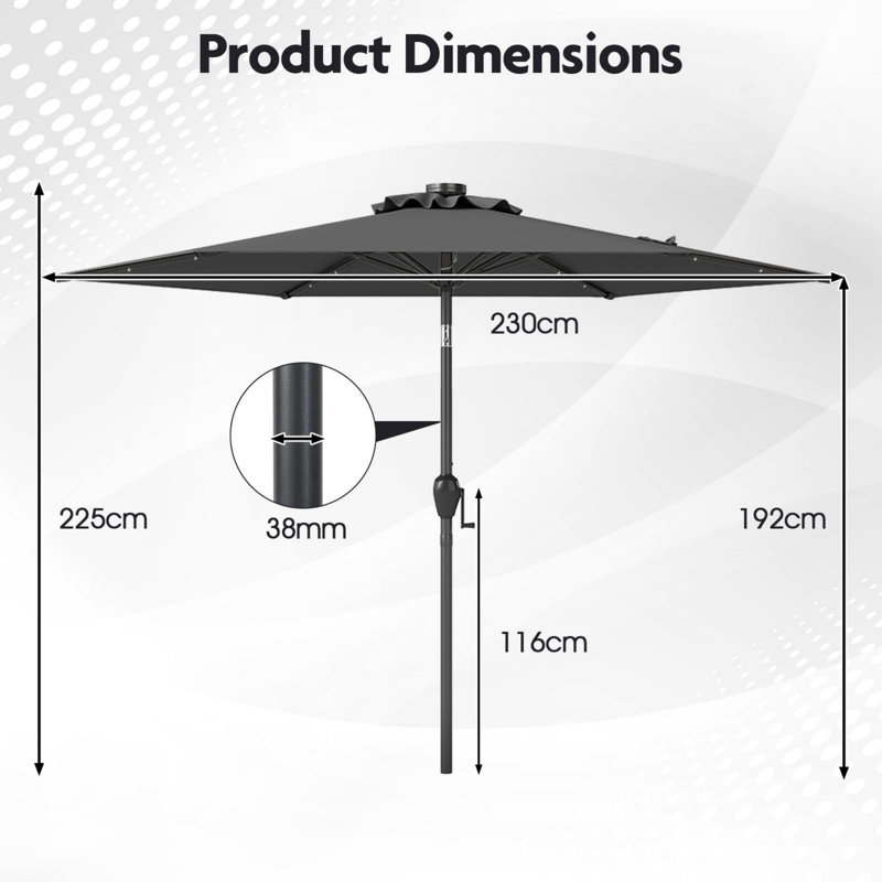 230cm Tilt Beach Parasol