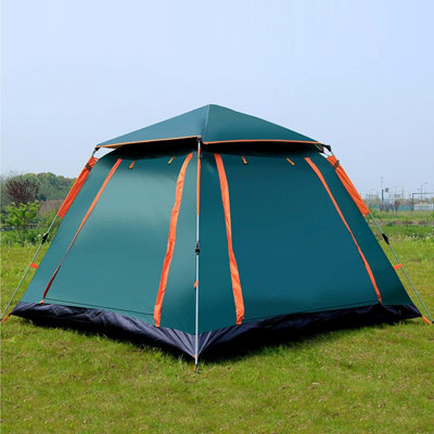 Tente pour famille, tente de camping pour 5 à 6 personnes avec abat-jour, protection contre le soleil, tente escamotable avec ventilation avancée, utilisation dans le jardin extérieur (couleur: vert)