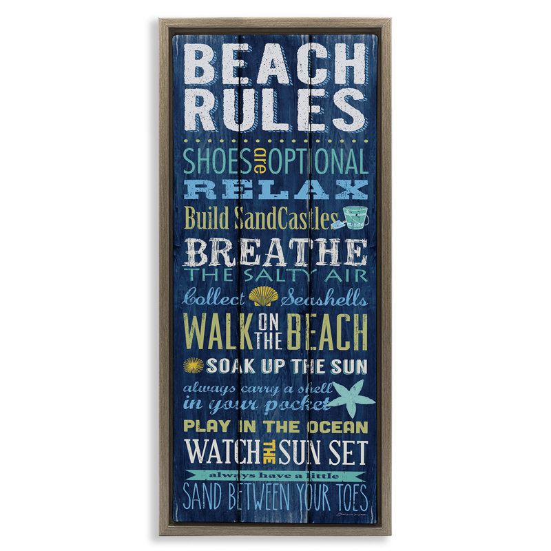 Beach Rules Relax Breathe, Brun, H 25 po x l 11 po