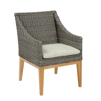 Frances Teak Patio Dining Chair with Cushion (Set of 2)
