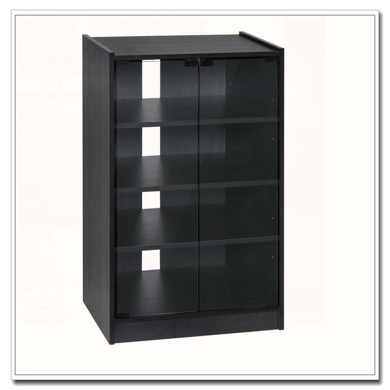 Meuble multimédia à 5 niveaux avec portes en verre trempé