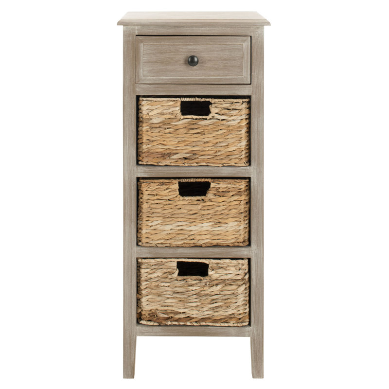 Table de bout en bois massif avec rangement Painswick, Blanc rétro