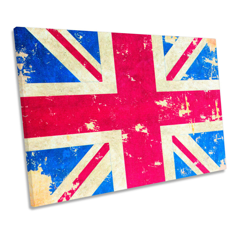 Union Jack Grunge Flag - Wrapped Canvas Print, 30.5cm H x 45.7cm W x 2cm D