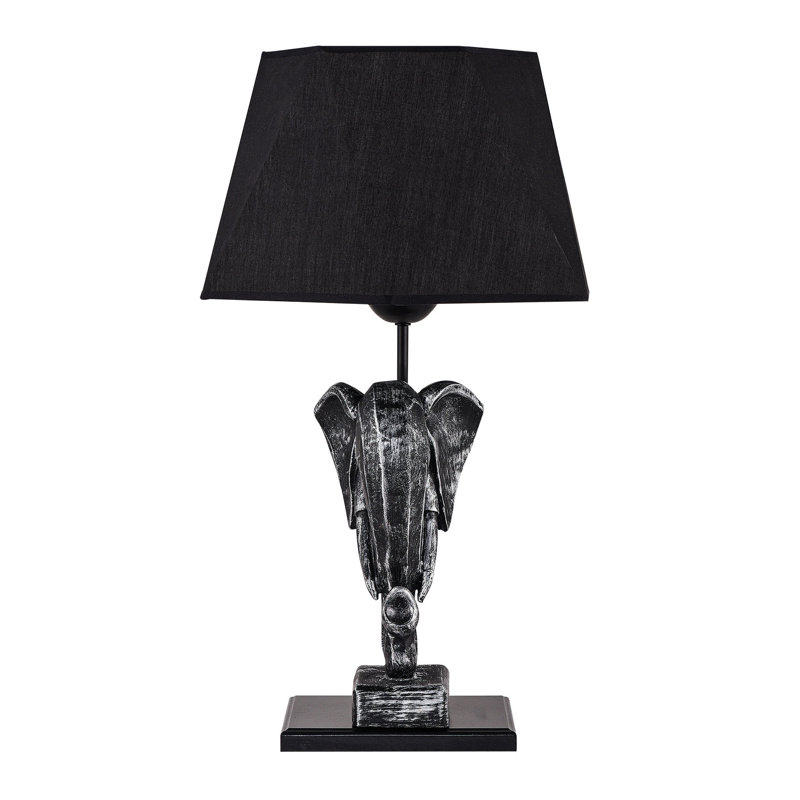 Lampe de table en métal Adrain, Noir, Argent / noir