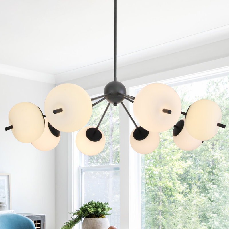 Lustre 8 lumières noir mat pour lustre de salle à manger