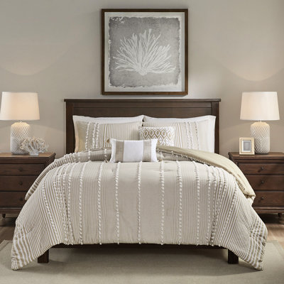 Édredon très grand surdimensionné - 100% coton, broderie en chenille, teintes blanches taupe, chenille en coton teint en bourre, doux et