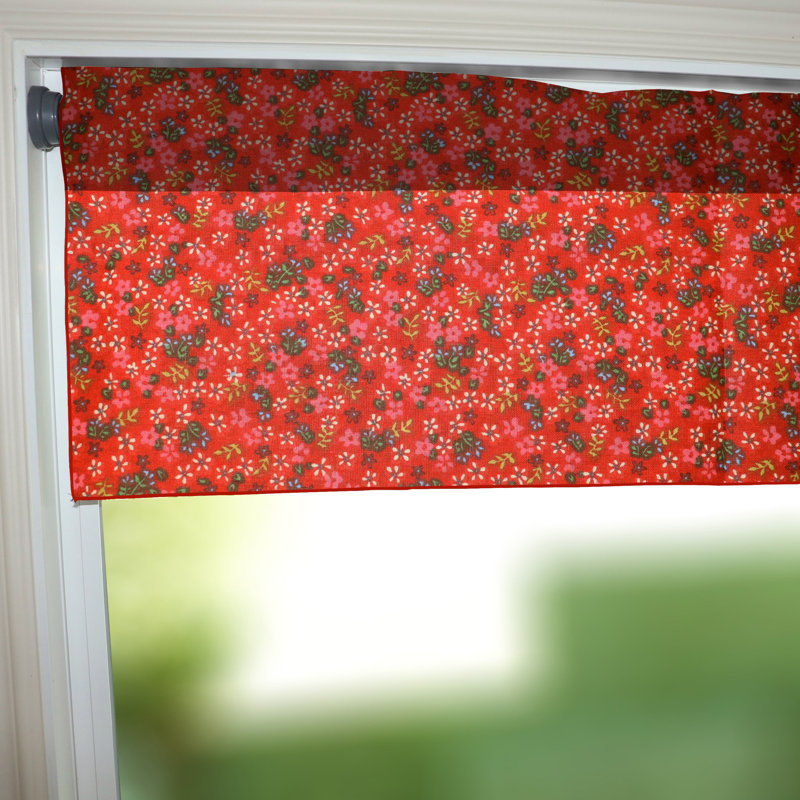 Cantonnière à motif de petites fleurs, L 58 po x L 32 po, Rouge