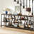 70.9" Extra Long Sofa Table, Rustic Console Table With 4 Tier Wood Storage Shelves For Hallway, Living Room, Foyer