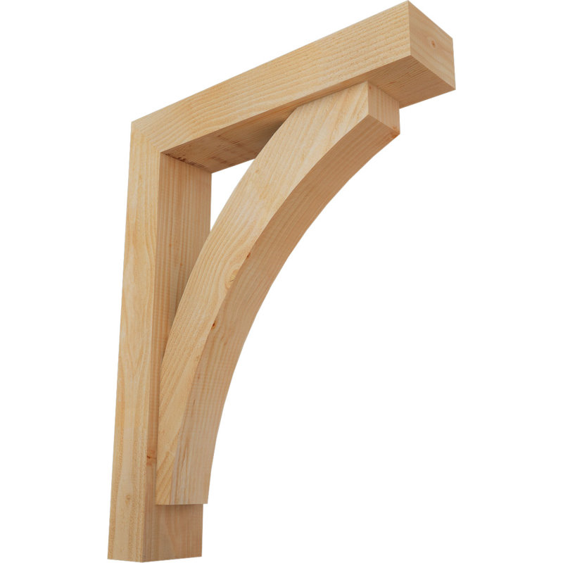 Thorton Block Bracket with Offset Brace, 36 x 28, 6"W Douglas Fir (Rough Sawn)
