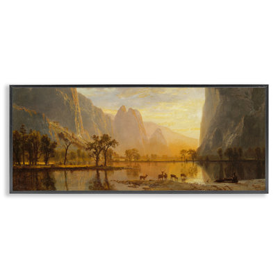 Stupell Industries Valley Of The Yosemite Albert Bierstadt - Floater Frame Painting On Canvas In Midnight Black Framed Giclee