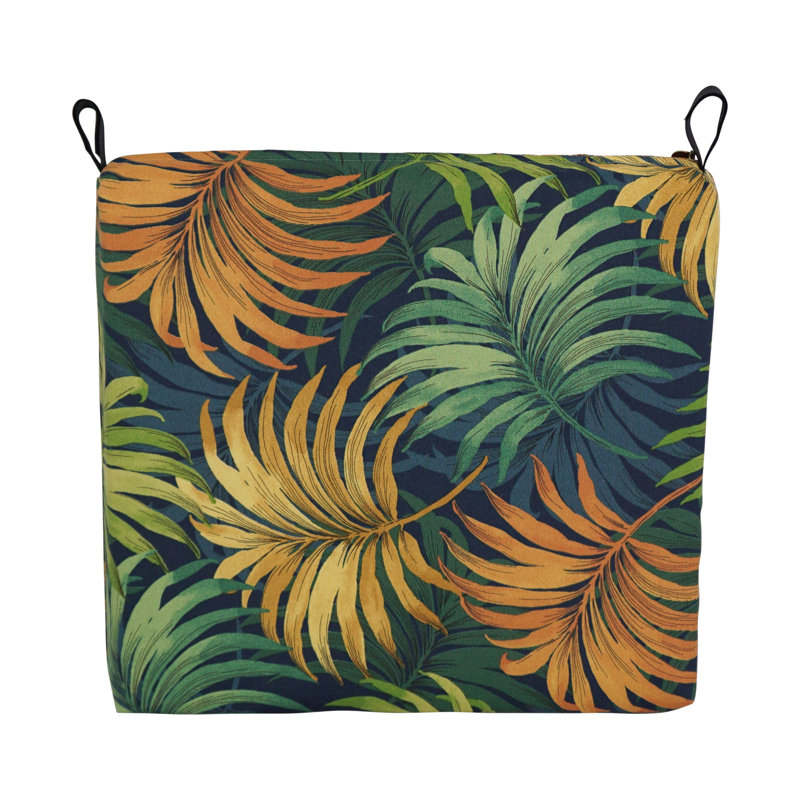Outdoor 3'' Dining Chair Seat Cushion, Navy/Yellow