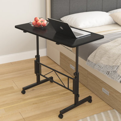 Small Standing Desk Adjustable Height, Mobile Stand Up Desks With Wheels, Portable Rolling Laptop Desks, C Side Table W/Wheels