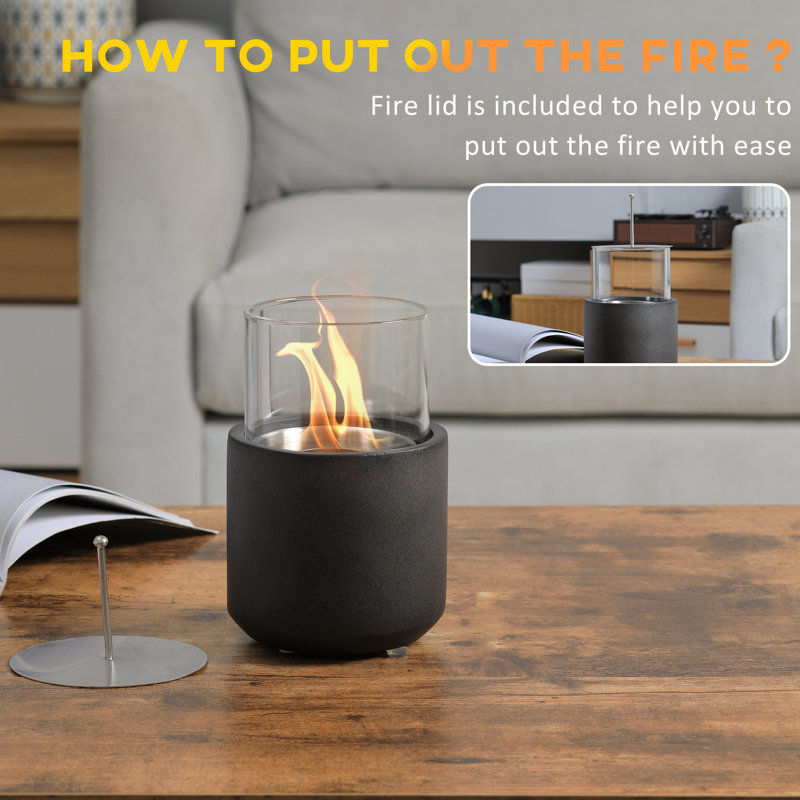 Dark Grey Concrete Tabletop Ethanol Fire Bowl