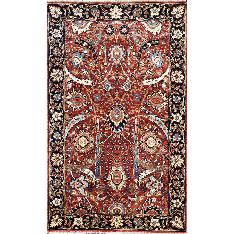 Hand Knotted Wool Oriental Area Rug, Rectangle 3' x 5'