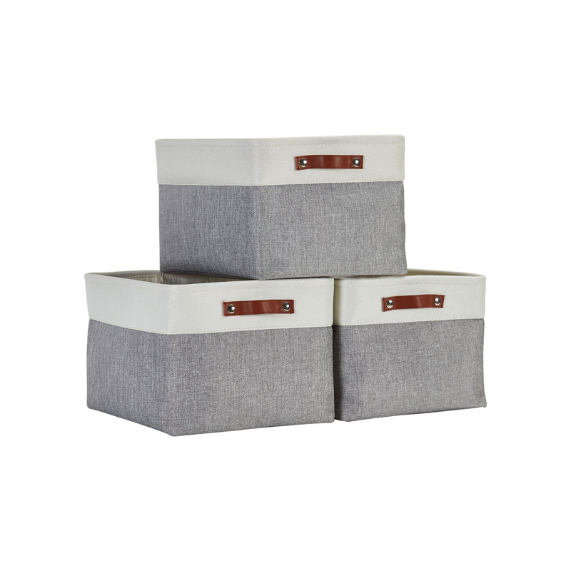 XL Foldable Fabric Storage Bin, 4, Grey/White