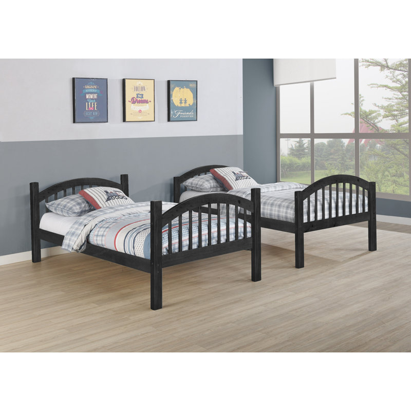 Swen Twin over Twin Standard Bunk Bed, Charcoal Gray