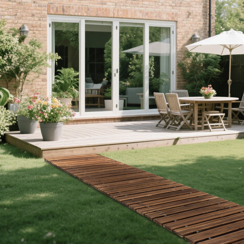 Wooden Garden Pathway For Outdoors Roll Out, 0.60'' H x 144'' W x 17'' D, Brown