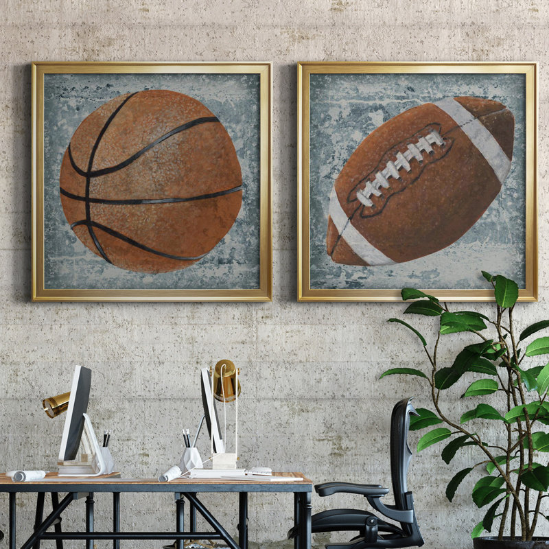 Grunge Sporting I Grunge Sporting I - ensemble de 2 impressions encadrées, H 30,5 po x l 61 po x P 1,5 po, Pas de tapis