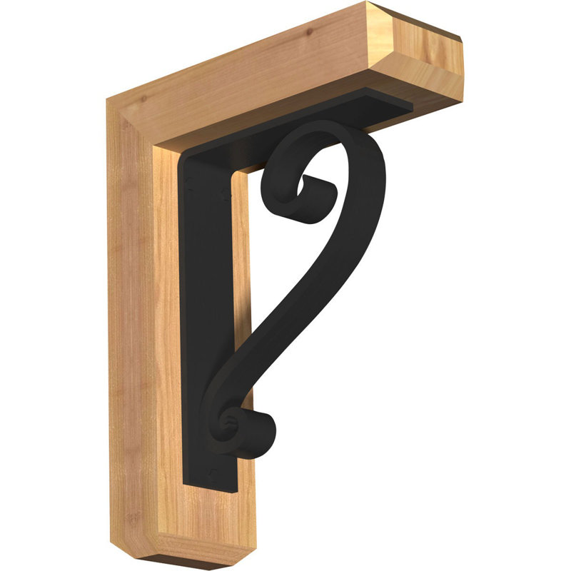 3 1/2"W x 13 1/2"D x 16"H Edwards Craftsman Ironcrest Smooth Bracket, Western Red Cedar (2"W x 5 1/2"D x 8"H Iron Bracket)