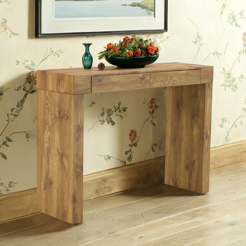 Elegant Natural Wood Grain Bar Table-50 Inches Long, A Practical Choice For Modern Homes.Wood Grain Texture Sticker,Equipped With Two Drawers.Serving As A Bar Table Or A Desk.