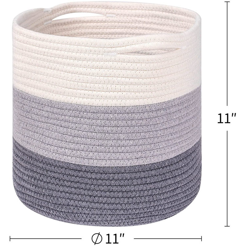 QIANXING Fabric Decorative Basket, Gray/White