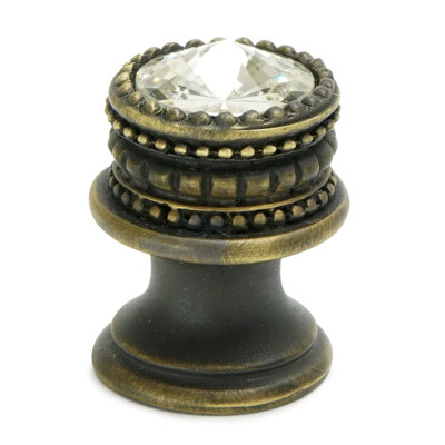 Poignée ronde en Caché avec pied évasé et cristal Swarovski transparent de 16 mm