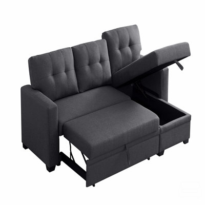 Convertible Upholstered Sectional Sofa with Pull-out Chaise
